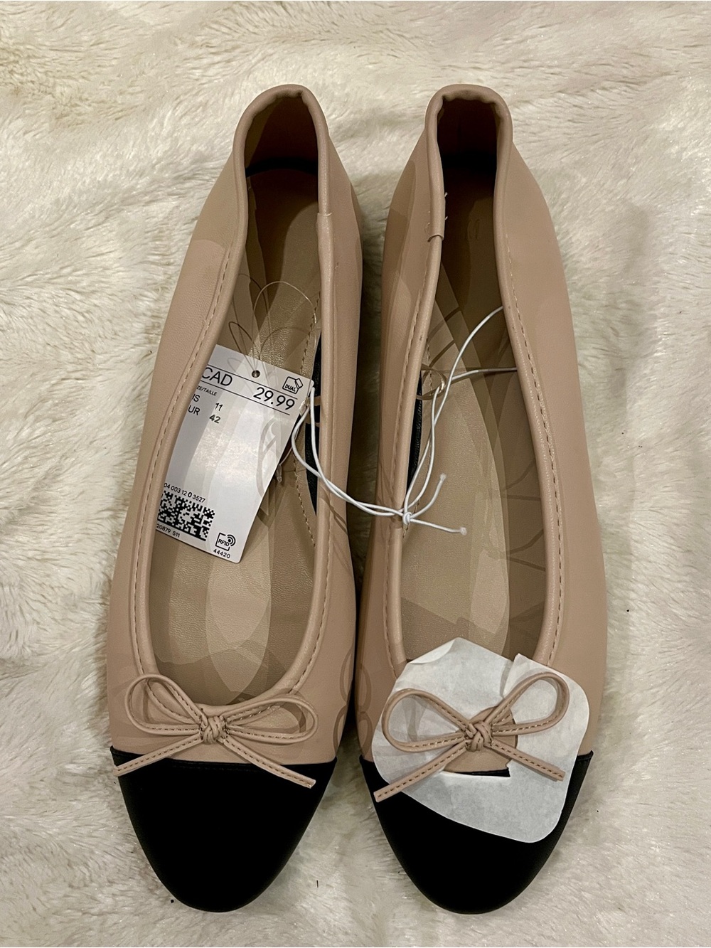 H&M Two-Tone Ballet Flats in Nude and Black